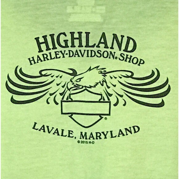Harley-Davidson T-Shirt Neon Yellow Adult XL Tee Front & Back Graphics Hanes Top - Picture 6 of 10